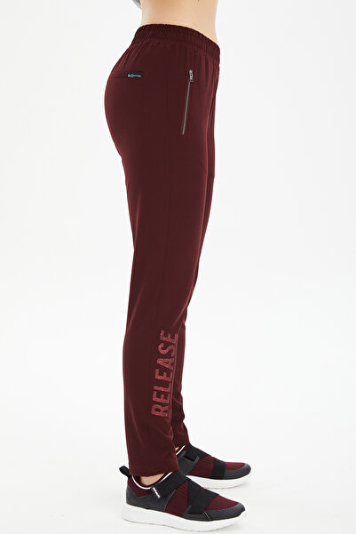 bilcee Claret Red Lycra Women's Jogger Pants - Pockets, for Outdoor Hiking, Casual Sweatpants 0734