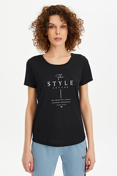 bilcee Γυναικείο μαύρο μπλουζάκι γρήγορου στεγνώματος ελαφριάς προπόνησης 0812