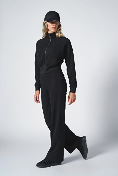 bilcee Γυναικείο Μαύρο Μόδα Σετ Φούτερ από Μαλακό Υφασμάτινο Βουρτσισμένο Υφασμάτινο Σετ 4563