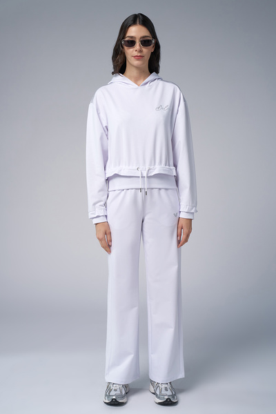 bilcee Γυναικείο Σετ Παντελόνι Φούτερ με στάμπα από λευκή πέτρα 4043