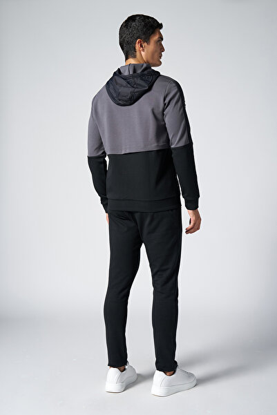 bilcee Men's Gray Hooded Lycra Cotton Tracksuit 1525