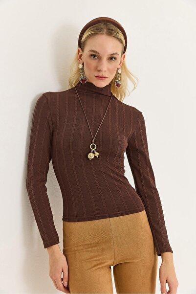 Raneel Kazançlı Alışveriş Women's Turtleneck Knitwear Stretchy Sweater Black