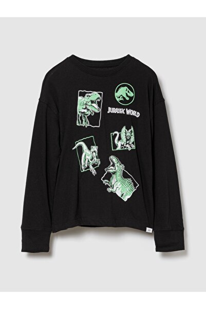 GAP Erkek Çocuk Siyah Grafik Baskılı T-Shirt