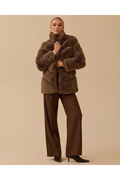 SEÇİL Fermuarlı Suni Kürk Kaban