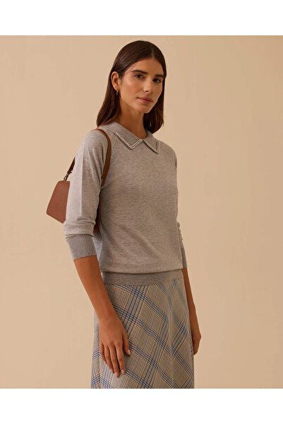 SEÇİL Bead Detailed Waist Length Knitwear Blouse