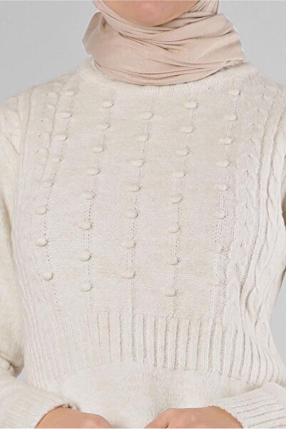 Alvina POMPON DETAILED THROAT KNIT TUNIC 43182