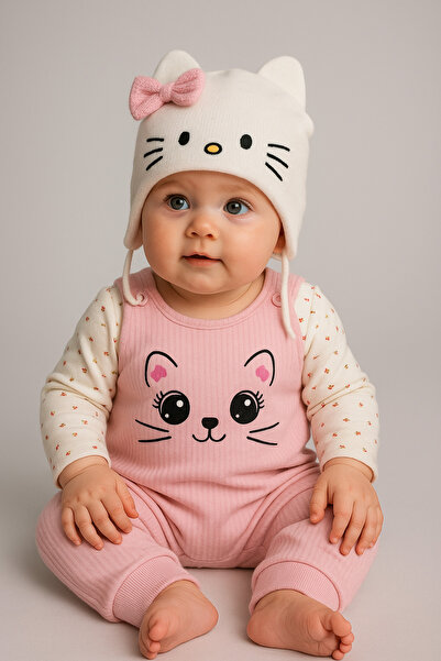 bebekyol Cat Printed Baby Girl Jumpsuit