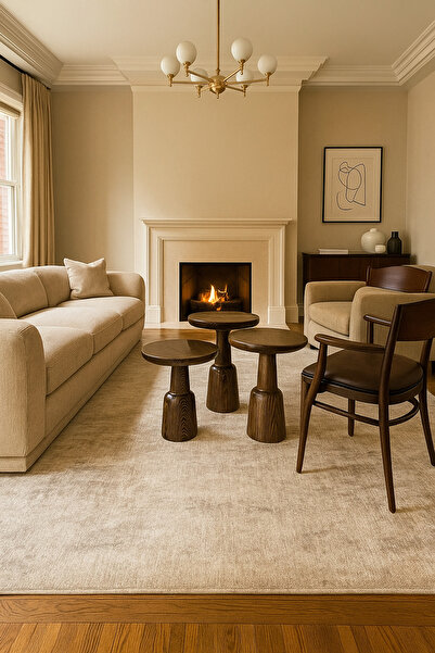 Simillo Home&Living Ceviz Ahşap Mantar Sehpa 3’lü Set – Şık Masif Doğal Zigon...