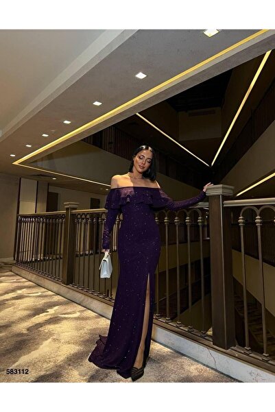 Modafeminen Rochie de seară Fkuro din țesătură elastică cu sclipici, cu volan...