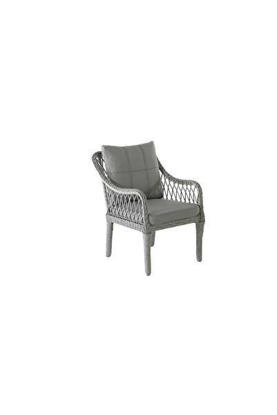 Tu Tienda KAŞ ALÜMİNYUM 3+1+1+MASA RATTAN BAHÇE BALKON MOBİLYASI,RATTAN GRİ/KUMAŞ GRİ