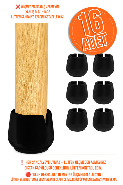 senal ticaret 25 Mm 16 Adet Pvc Masa Sandalye Profil Ayak Pabucu Sessiz Yumuş...