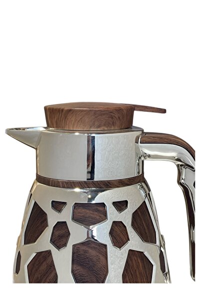 Generic Silver-engraved wooden thermos, 1 liter, keeps for 18 hours