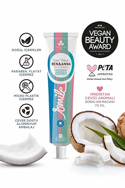 BEN ANNA Ben & Anna Florürlü Hindistan Cevizi Aromalı Diş Macunu 75 ml Ferah ...