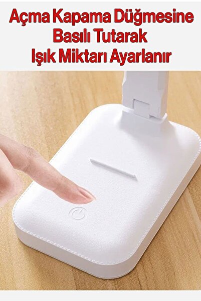 Badem10 Şarjlı Led Masa Üstü Lambası 3 Renk Dokunmatik Standlı Çocuk Ders Kitap Çalışma Okuma Işığı Gece 9w