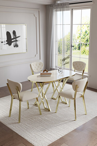 BY ORHAN GÜZEL Mutfak Masası Takımı , 4 Kişilik Mutfak Masa Takımı , Yuvarlak...