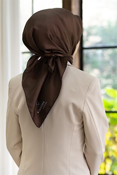 Vissona %100 Twill İpek Düz Kahverengi Renkli Daha Tok Exclusive Serisi 90x90...