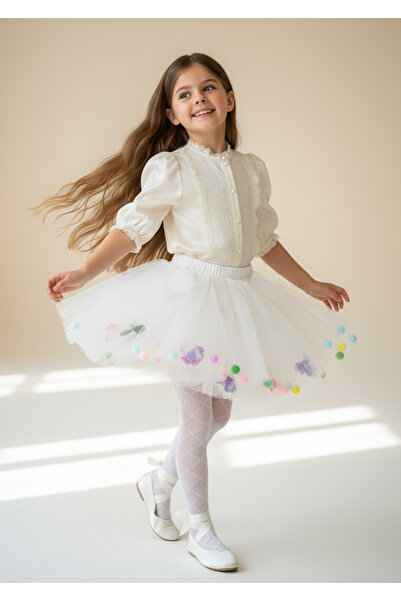 By Piera Flower and Pompom Tutu Skirt 6636