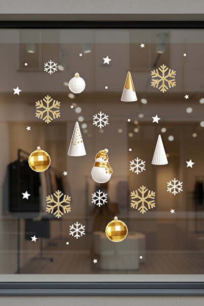 New Jargon مجموعة ملصقات رأس السنة الذهبية – بالون ذهبي وديكور بسيط على شكل ن...