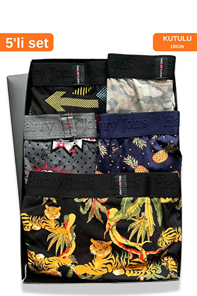 Harry Jons Boxeri pentru bărbați din bumbac colorat, cu model, din 5 bucăți, ...