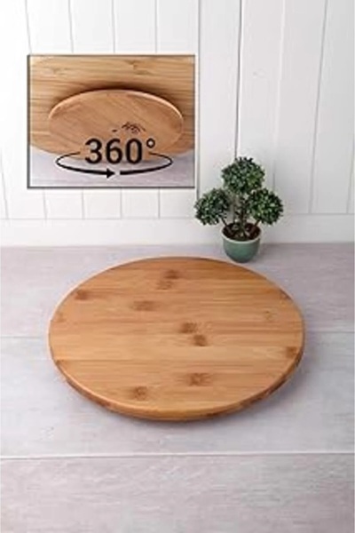 EZMK EV GEREÇLERİ DPT 36 Döner Standlı Bambu Sunum Tabağı, Sunum Tepsisi, Piz...