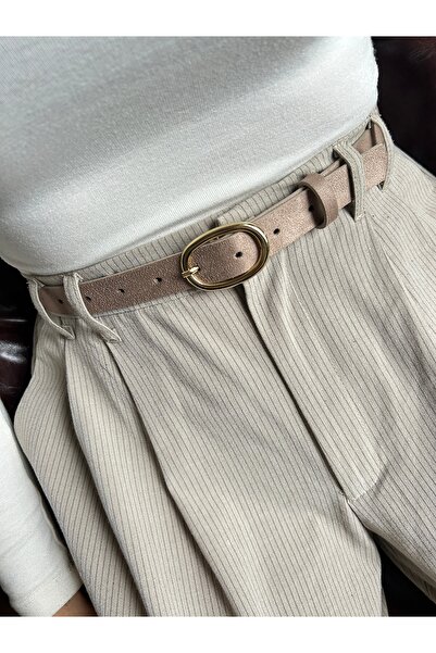 LİA KEMER Desire Ring Patterned Suede Women's Gold Buckle Belt Jacket Belt Dress Belt Trouser Belt