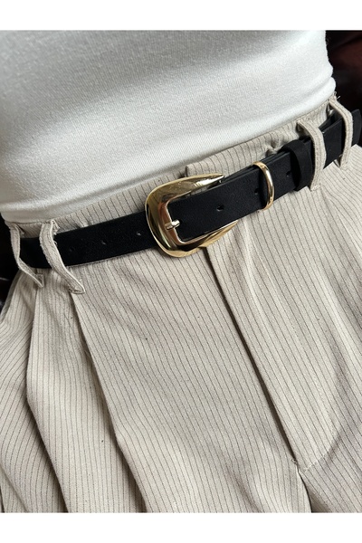 LİA KEMER Jewel Plain Patterned Suede Women's Gold Buckle Belt Jacket Belt Dress Belt Trouser Belt