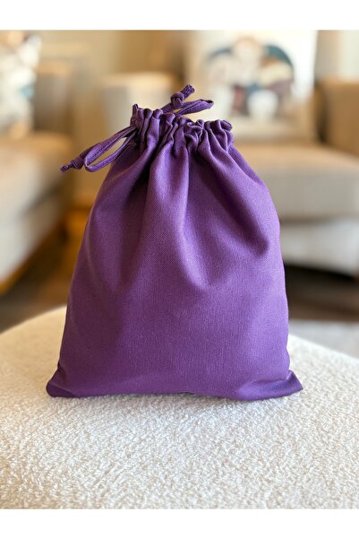 MEKİK BUTİK Лилава ленена торбичка - Органайзер за чанти с връзки - Несесер з...