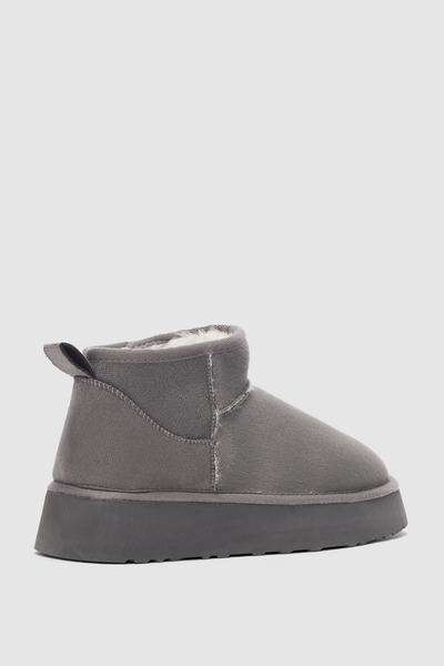 selin shoes Luniva Thick Sole Women's Boots with Fur Inside - Gray Suede