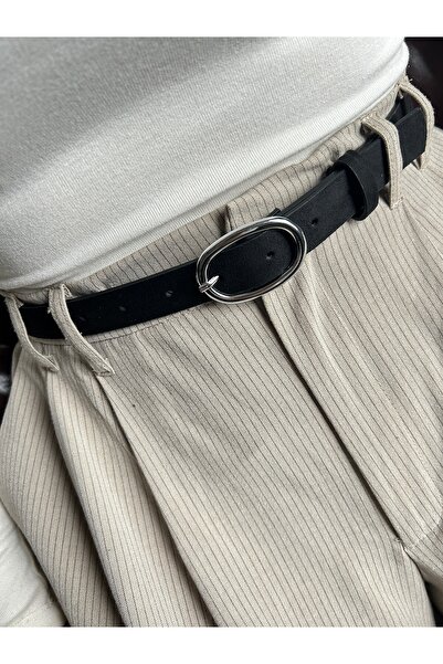 LİA KEMER Desire Ring Patterned Suede Women's Silver Buckle Belt Jacket Belt Dress Belt Trouser Belt