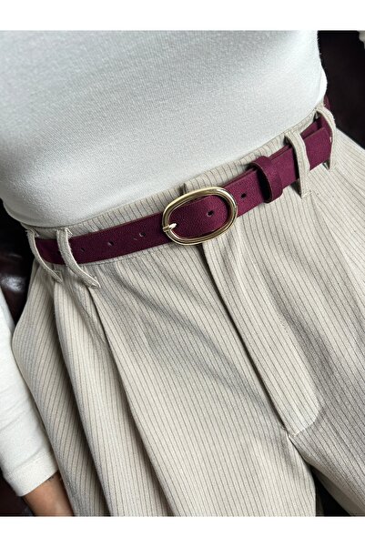 LİA KEMER Desire Ring Patterned Suede Women's Gold Buckle Belt Jacket Belt Dress Belt Trouser Belt