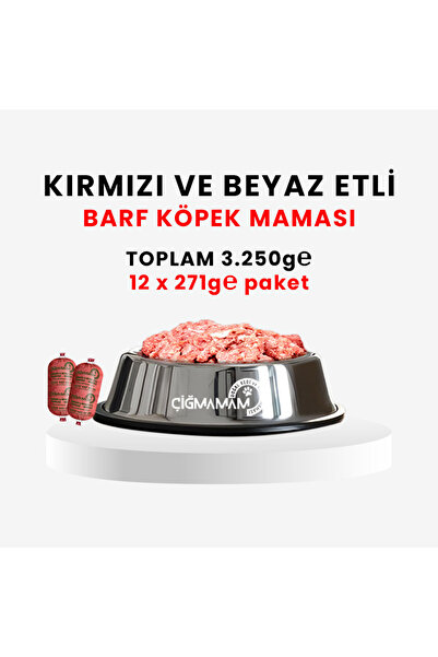 Çiğmamam Doğal Kedi ve Köpek Maması Çiğmamam BARF Kırmızı ve Beyaz Etli Tahıl...