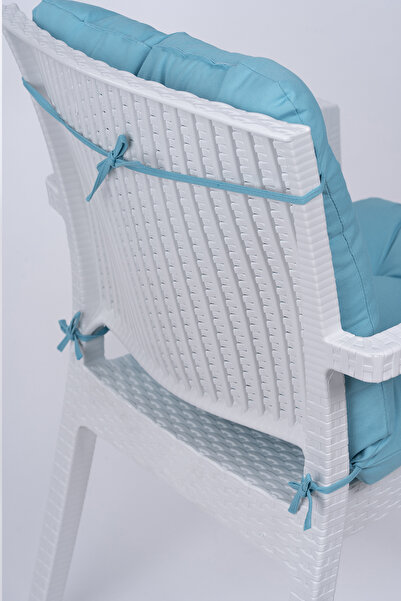 ALTINPAMUK Neva Pofidik Turquoise Backrest Chair Cushion with Special Stitched Laces, 44X88 cm