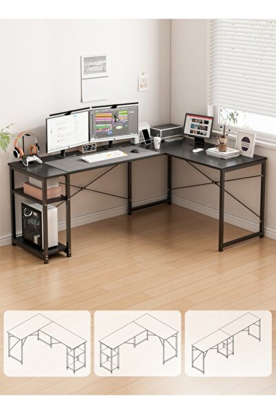 Bangiga L-Shaped Desk Computer Corner Table Study Desk Home Office Workstation Modern Simple Desk