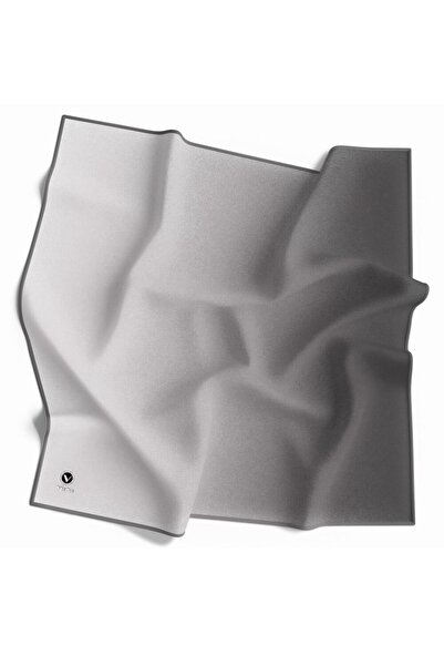 VİOLLA Crystal Gradient Patterned Silver Colored 90X90 Scarf (Does Not Contain Silk) Edge Stitching Shape Hand Stitched