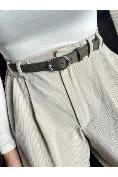 LİA KEMER Desire Ring Patterned Suede Women's Silver Buckle Belt Jacket Belt Dress Belt Trouser Belt