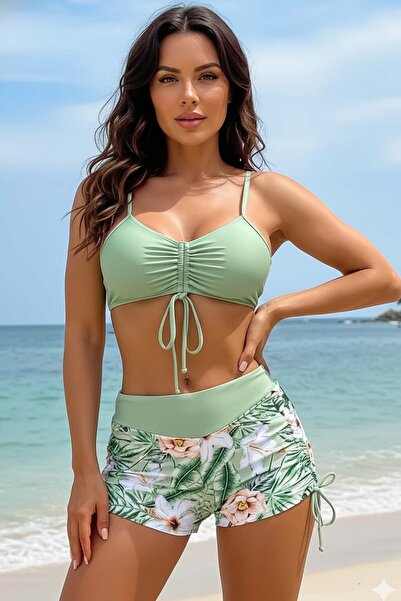 Angelsin Σετ μπικίνι με στάμπα με ρυθμιζόμενο κορδόνι