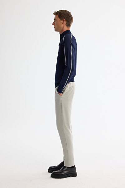 Avva Чоловічий синій светр з коміром-стійкою на блискавці, регулярного крою, з віскозного трикотажу A42Y5005