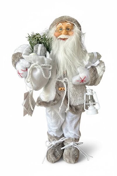 Genel Markalar Yılbaşı Yeni Yıl Dekor Fenerli Beyaz Noel Baba 45 Cm