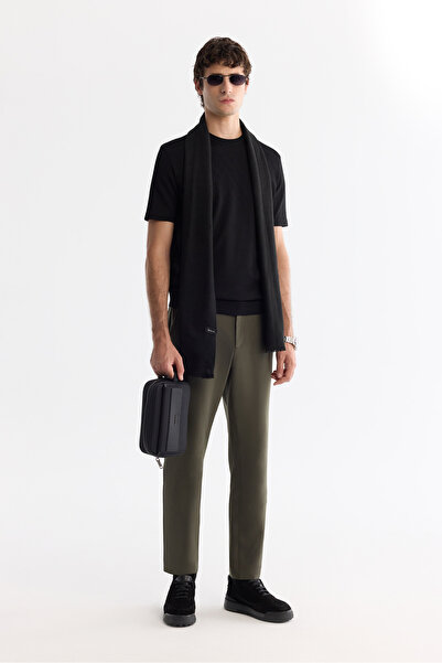 Avva Ανδρικό μπλουζάκι με λαιμόκοψη με ζακάρ ραγιόν πλεκτό με κανονική εφαρμογή A42Y5008