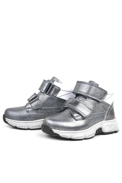 Rakerplus Γνήσιο δέρμα Platinum Grey Velcro Fur Girl's Sports Boots