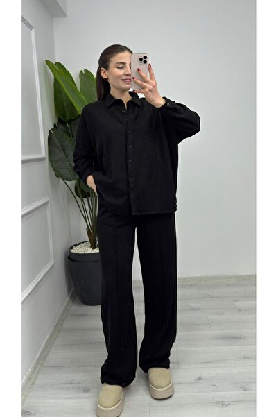 TUNAM BUTİK 2241 طقم قميص سيلانيك أسود