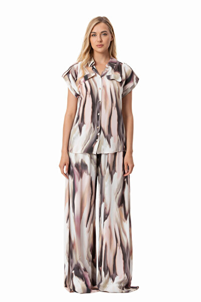 LADYNESS Pembe Kısa Kollu Viskon Gömlek