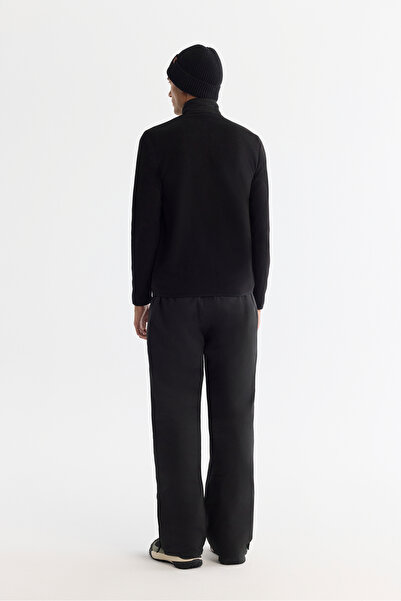 Avva Men's Black Cold Resistant Zippered Stand Collar Fleece Regular Fit Sweatshirt A42Y1380