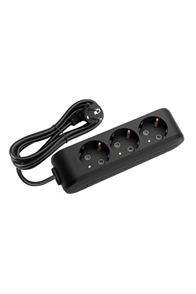 VİKO Multi-let 3'lü 5 Mt Kablolu Topraklı Grup Priz - Siyah