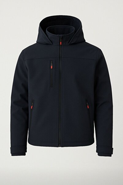 OLEXCA Erkek İçi Polarlı, Şapkası Çıkarılabilir Su ve Rüzgar Geçirmez Softshe...