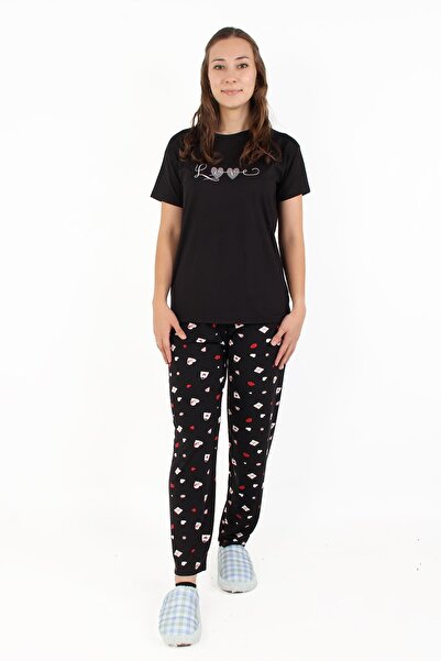 Mckanzie 3220 Milan Crew Neck Short Sleeve Top Long Bottom Loove Pajama Set