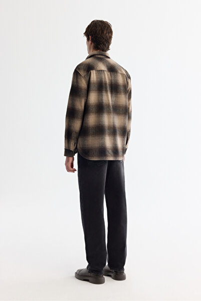 Avva Ανδρικό πουκάμισο σε καφέ κλασικό καρό μάλλινο μείγμα Comfort Fit Jacket A42Y2116