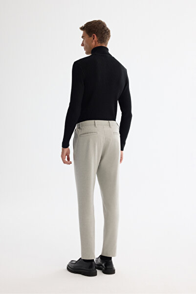 Avva Erkek Açık Gri Yanı Lastikli Diyagonal Elastan Desenli Relaxed Fit Pantolon A42Y3083