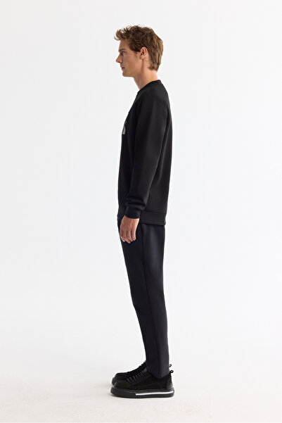 Avva Мъжка черна блуза с обло деколте, памук, еластан, редовна кройка A42Y1215