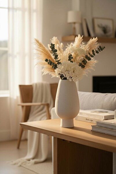 Casco فازة سيراميك بلون حيادي أنيق